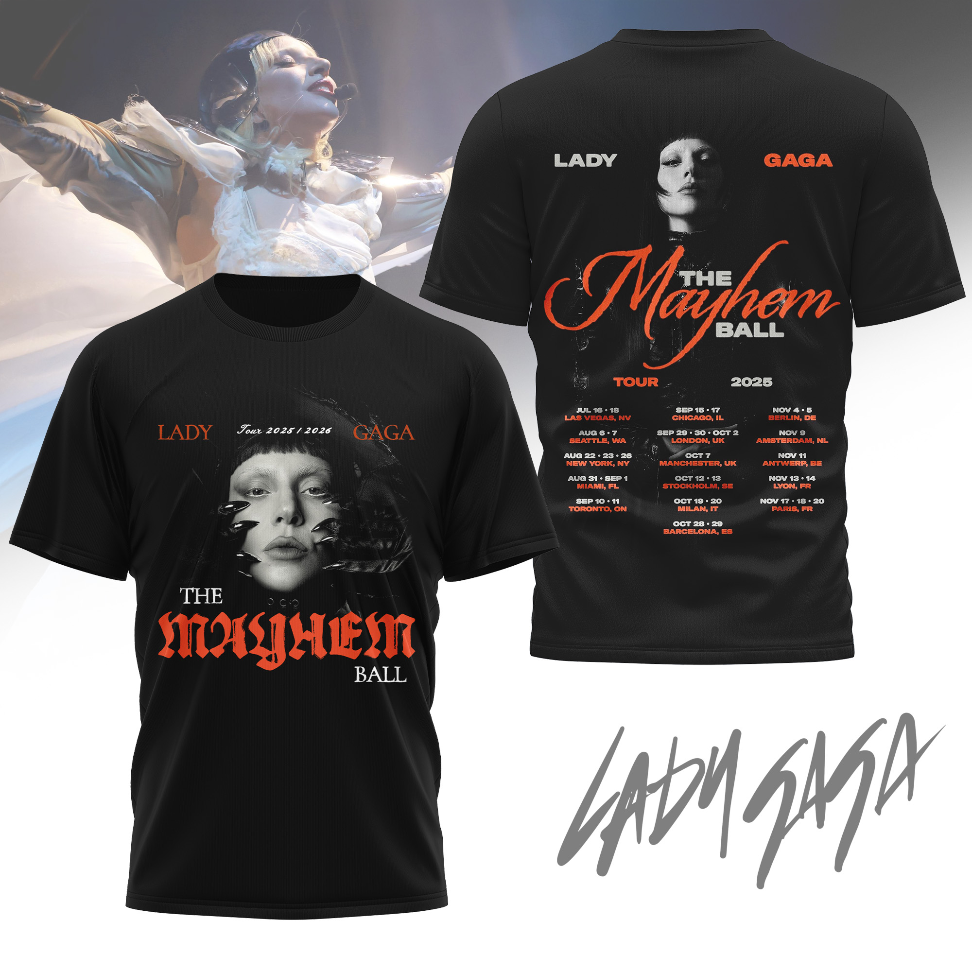 Lady Gaga The Mayhem Ball Tour 2025/26 Tee Lady Gaga The Mayhem Ball Tour 2025/26 Tee