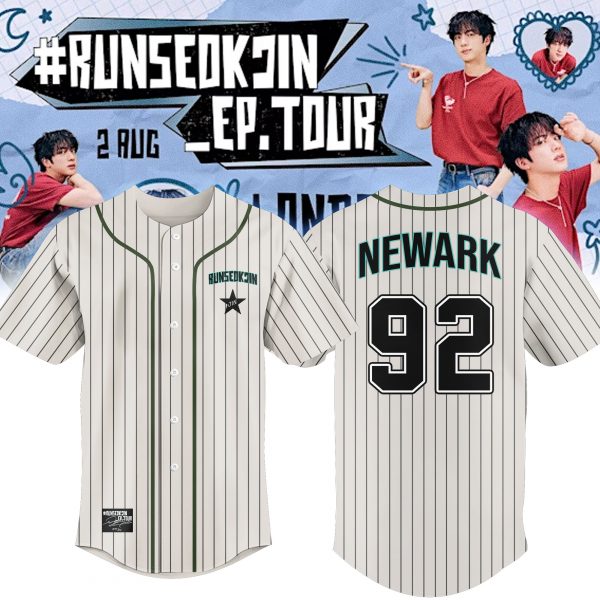 Jin BTS #RUNSEOKJIN_EP.TOUR x Newark 2025 Baseball Jersey