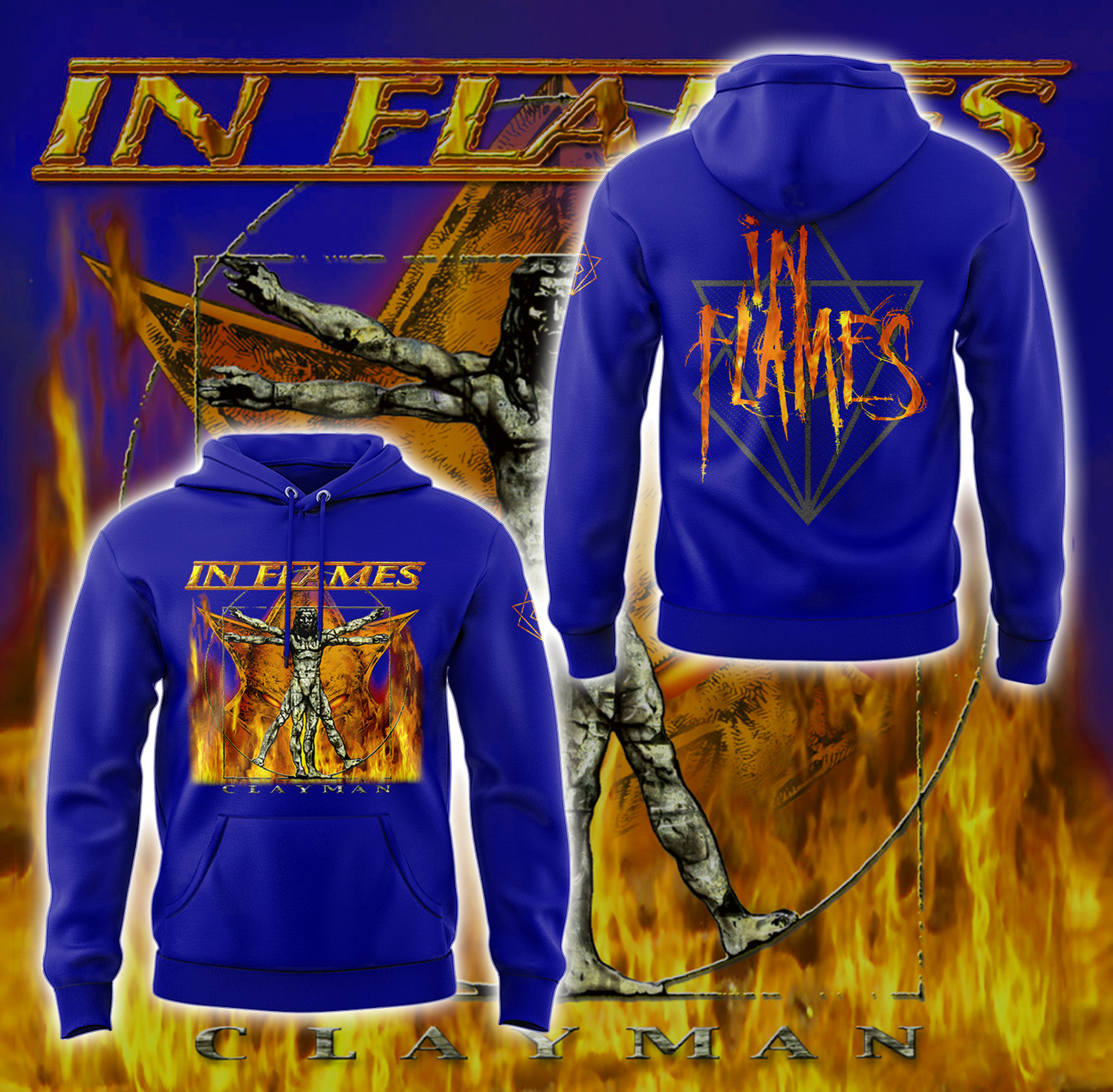 In Flames Happy 25th Birthday to Clayman Special Blue Hoodie In Flames Happy 25th Birthday to Clayman Special Blue Hoodie