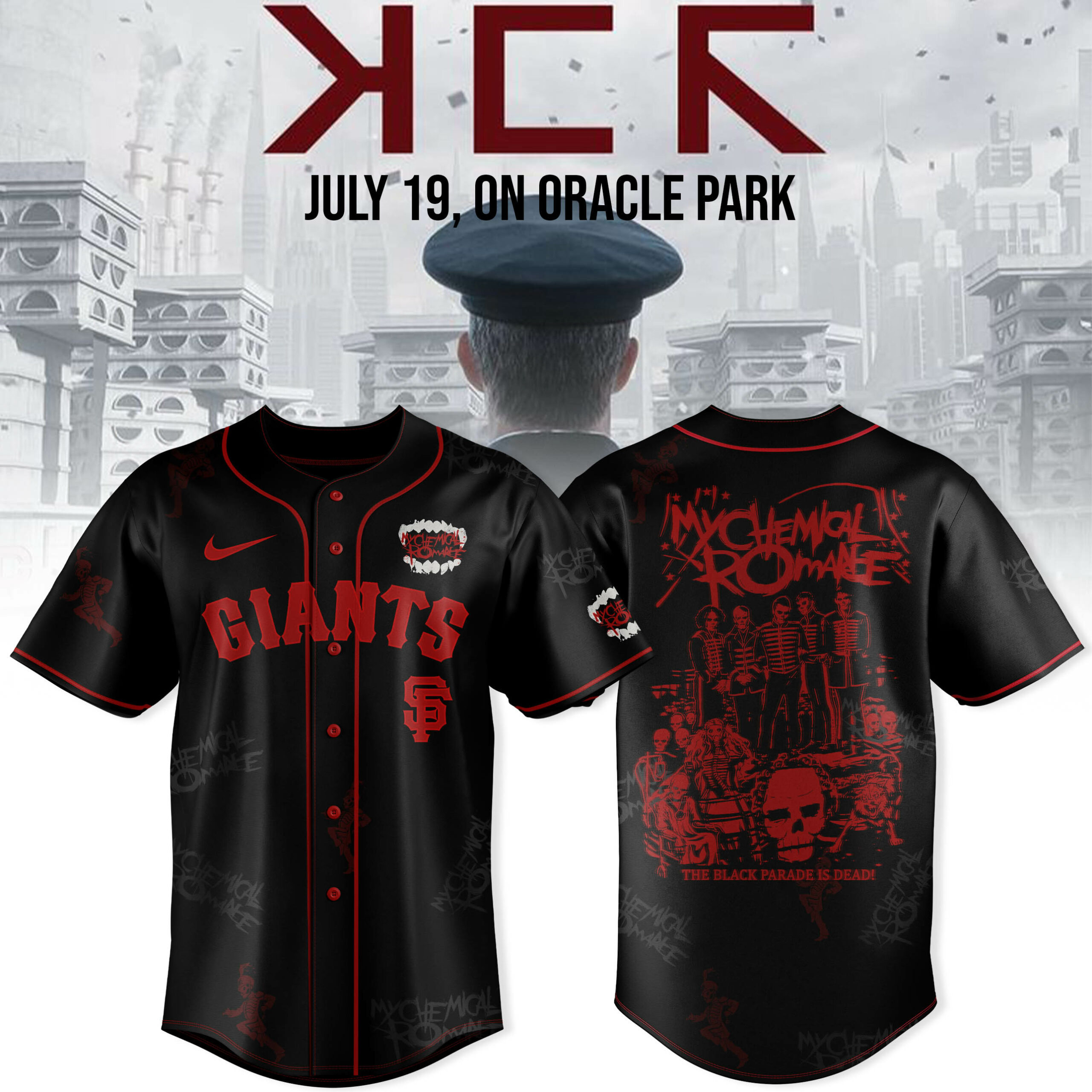 San Francisco Giants x My Chemical Romance "Long Live The Black Parade" Tour Special Baseball Jersey San Francisco Giants x My Chemical Romance "Long Live The Black Parade" Tour Special Baseball Jersey