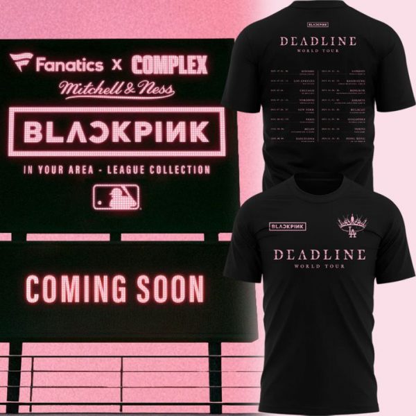 Los Angeles Dodgers x Blackpink Deadline World Tour 2025 Special Black Tee