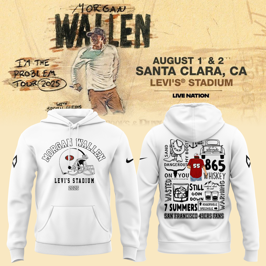 San Francisco 49ers NFL x Morgan Wallen White Hoodie San Francisco 49ers NFL x Morgan Wallen White Hoodie