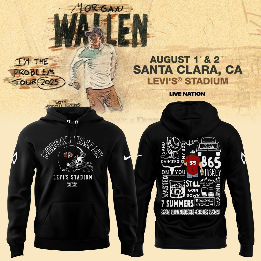 San Francisco 49ers NFL x Morgan Wallen Black Hoodie San Francisco 49ers NFL x Morgan Wallen Black Hoodie