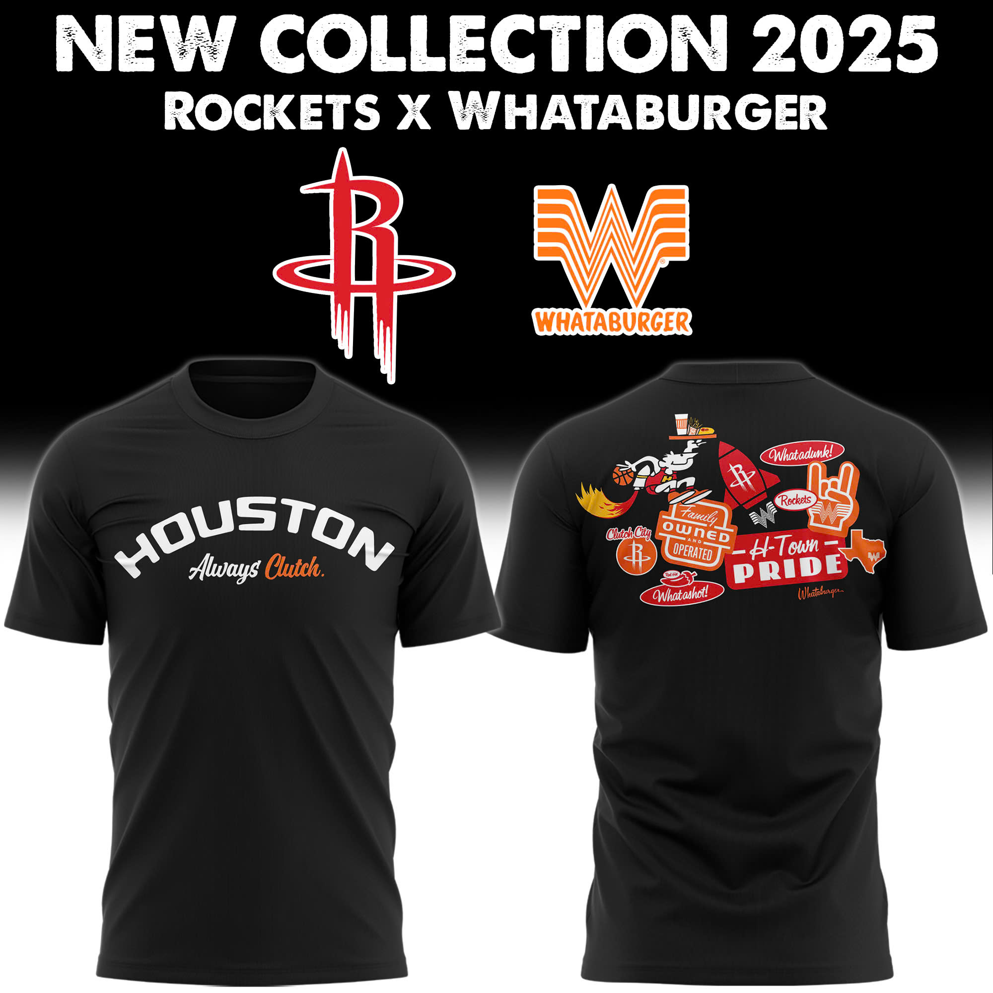 Houston Rockets x Whataburger 2025 Collection T-Shirt Houston Rockets x Whataburger 2025 Collection T-Shirt
