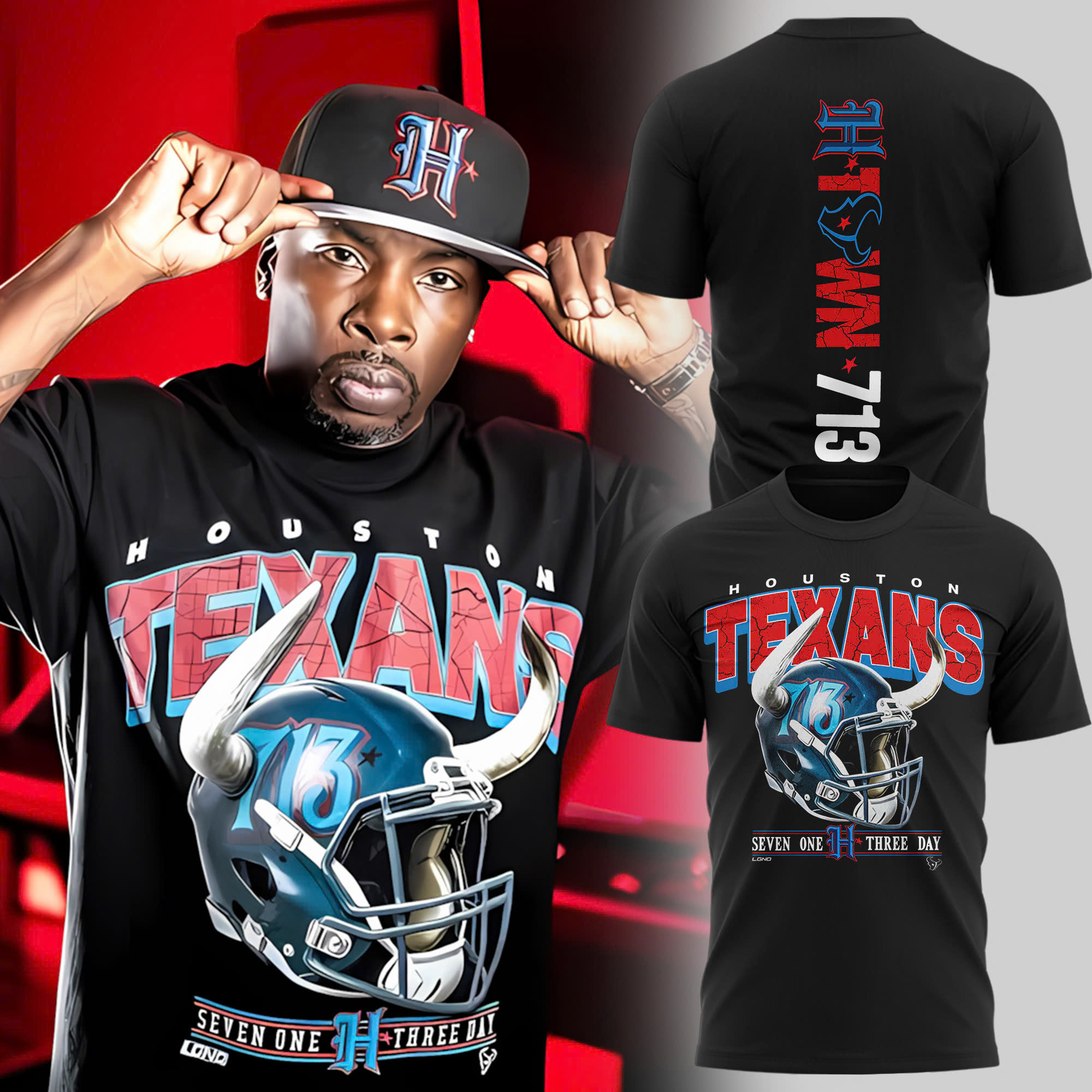 Houston Texans 713 Day H-Town T-Shirt Houston Texans 713 Day H-Town T-Shirt