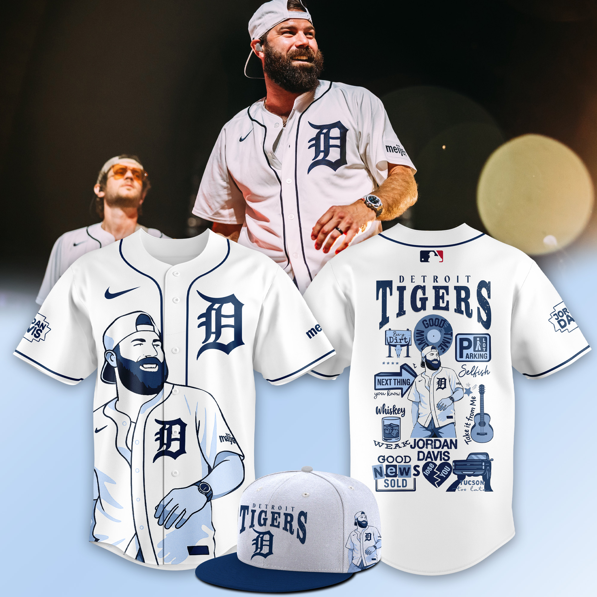 Detroit Tigers x Jordan Davis Music Limited Edition Baseball Jersey Detroit Tigers x Jordan Davis Music Limited Edition Baseball Jersey