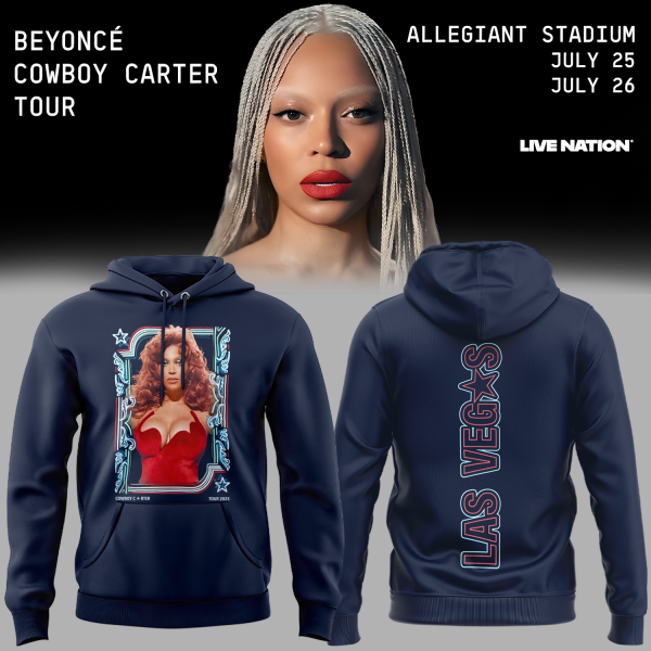 COWBOY CARTER Tour 2025 Beyoncé x Las Vegas Hoodie - Blue