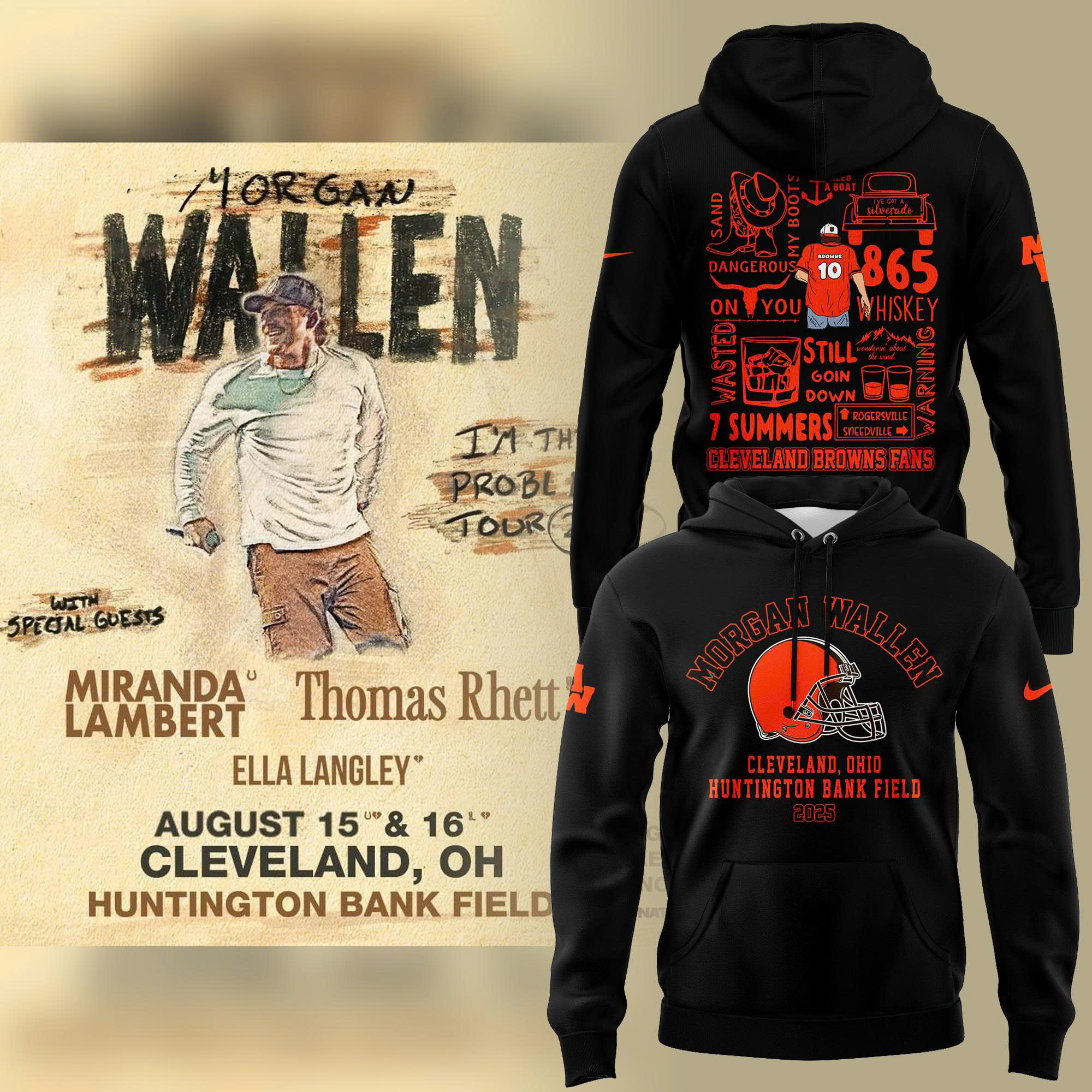 Morgan Wallen x Cleveland Browns Hoodie 2025 For Fans! - Black Morgan Wallen x Cleveland Browns Hoodie 2025 For Fans! - Black