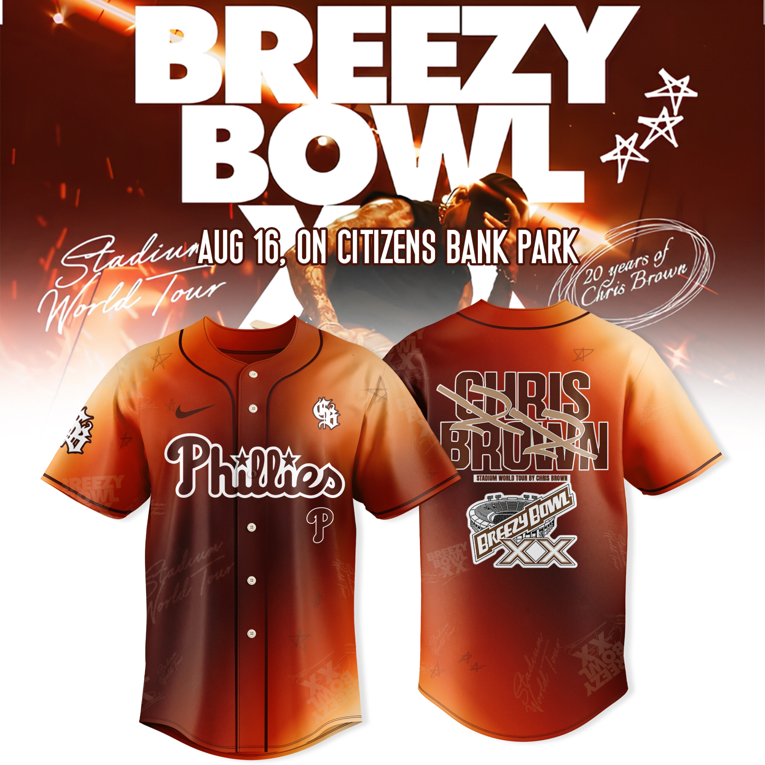 Philadelphia Phillies x Breezy Bowl XX Tour 2025 Special Baseball Jersey Philadelphia Phillies x Breezy Bowl XX Tour 2025 Special Baseball Jersey