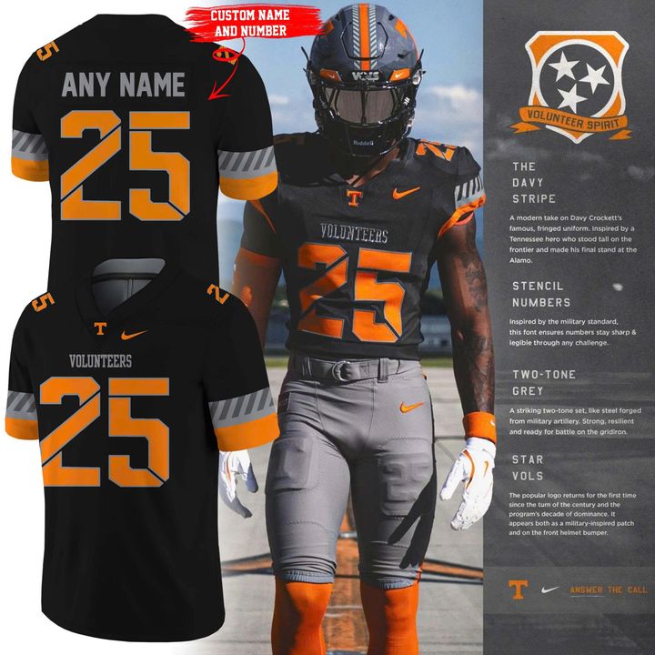 Tennessee Volunteers Smoke Grey Volunteer Spirit Special Black Football Jersey Tennessee Volunteers Smoke Grey Volunteer Spirit Special Black Football Jersey