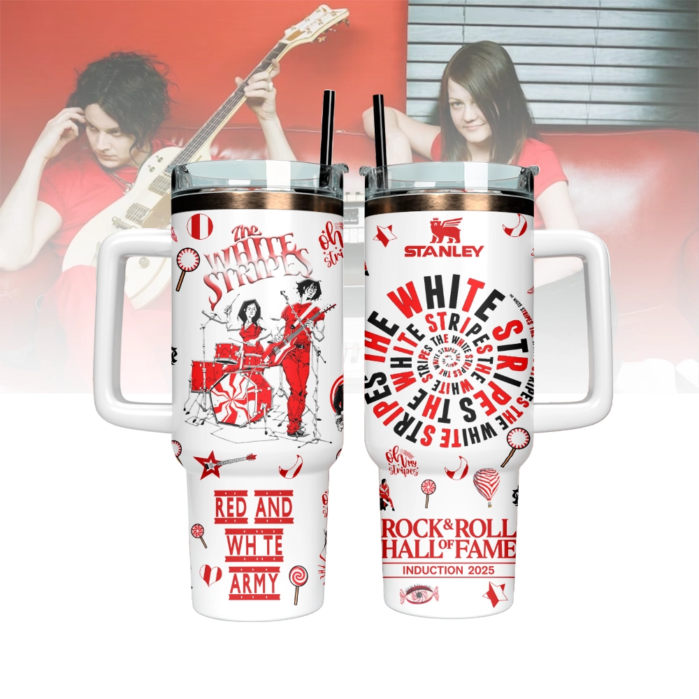 The White Stripes x Rock & Roll Hall of Fame Special Tumbler 40oz with Handle The White Stripes x Rock & Roll Hall of Fame Special Tumbler 40oz with Handle