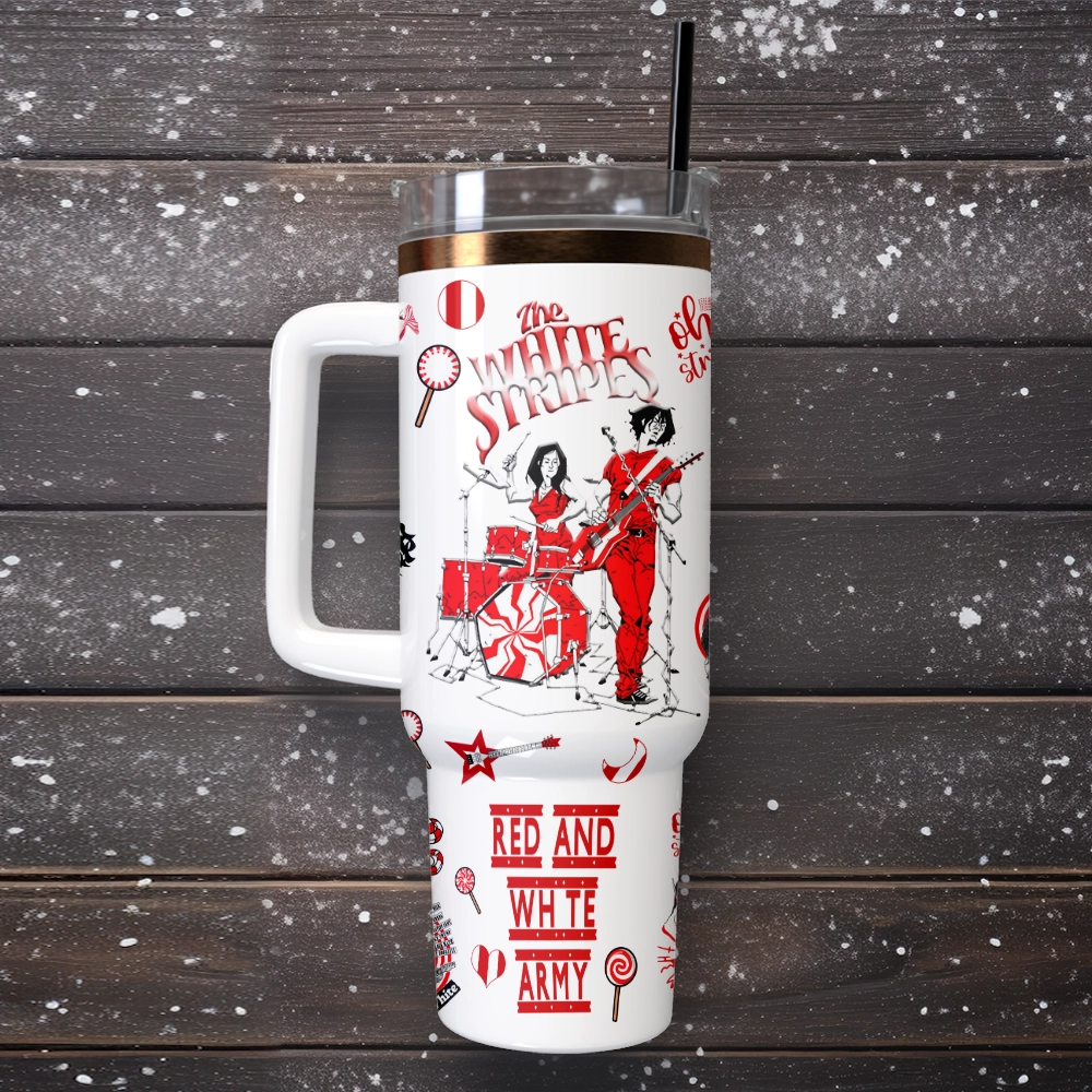 The White Stripes x Rock & Roll Hall of Fame Special Tumbler 40oz with Handle The White Stripes x Rock & Roll Hall of Fame Special Tumbler 40oz with Handle