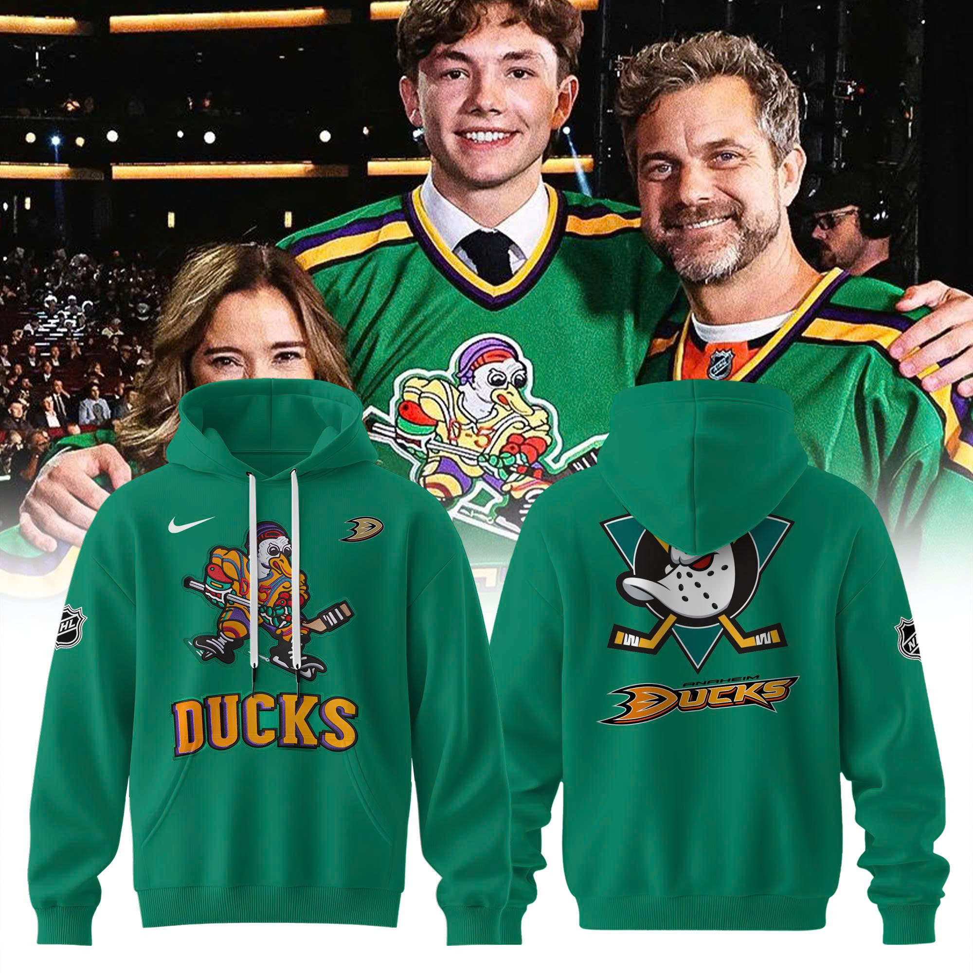 Anaheim Ducks Quack Attack Retro Edition Special Green Hoodie Anaheim Ducks Quack Attack Retro Edition Special Green Hoodie