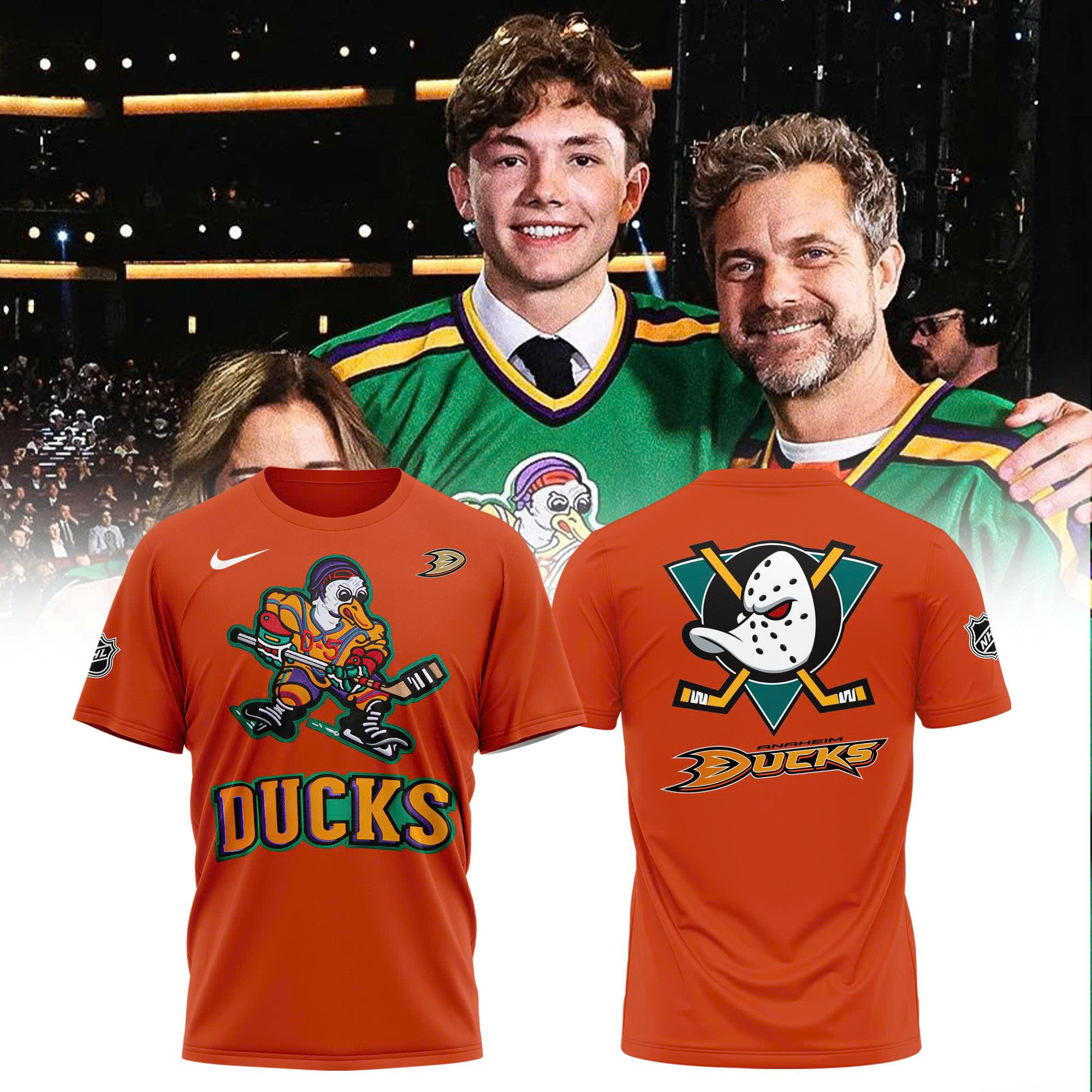 Anaheim Ducks Quack Attack Retro Edition Special Orange Tee Anaheim Ducks Quack Attack Retro Edition Special Orange Tee