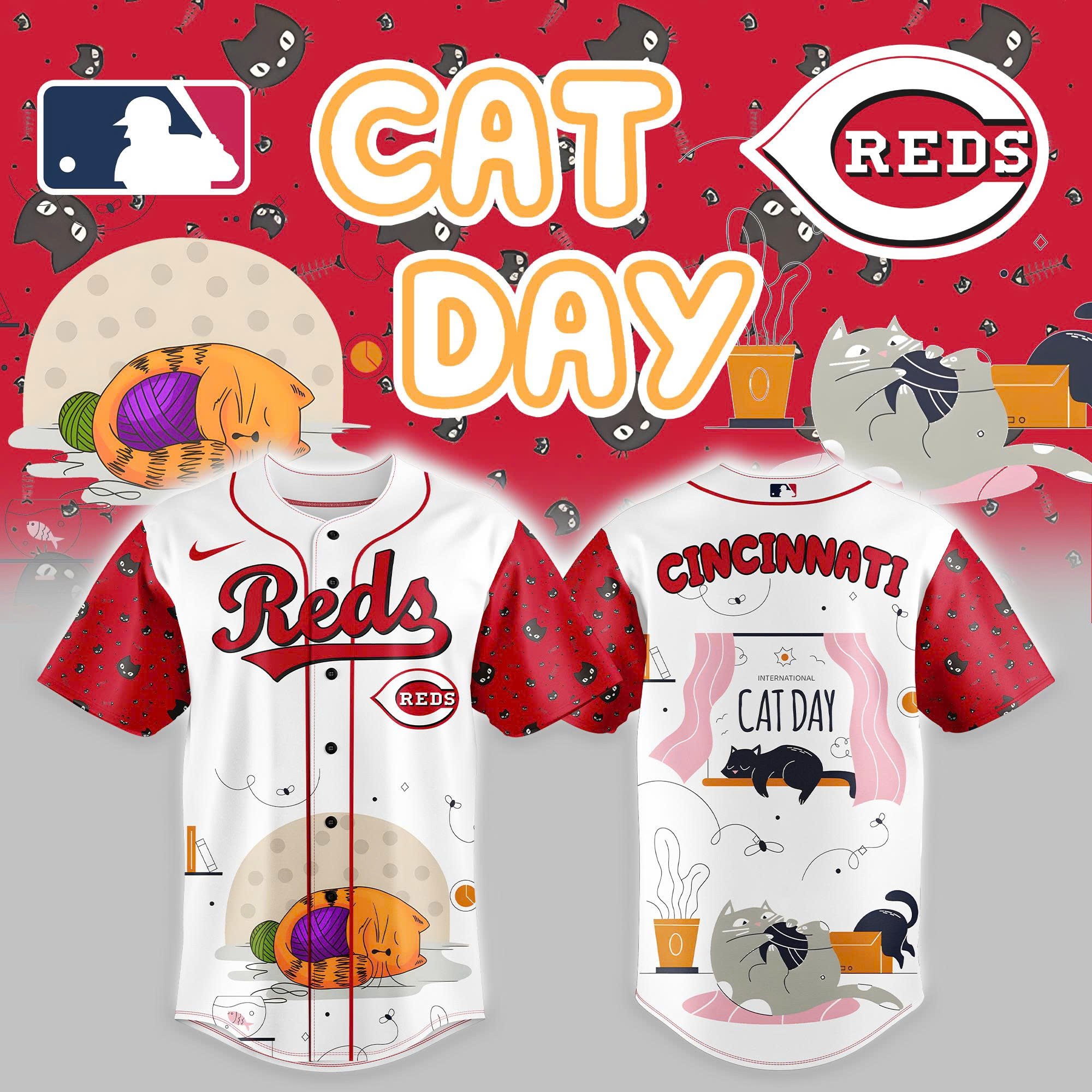 Cincinnati Reds x International Cat Day 2025 Limited Baseball Jersey Cincinnati Reds x International Cat Day 2025 Limited Baseball Jersey