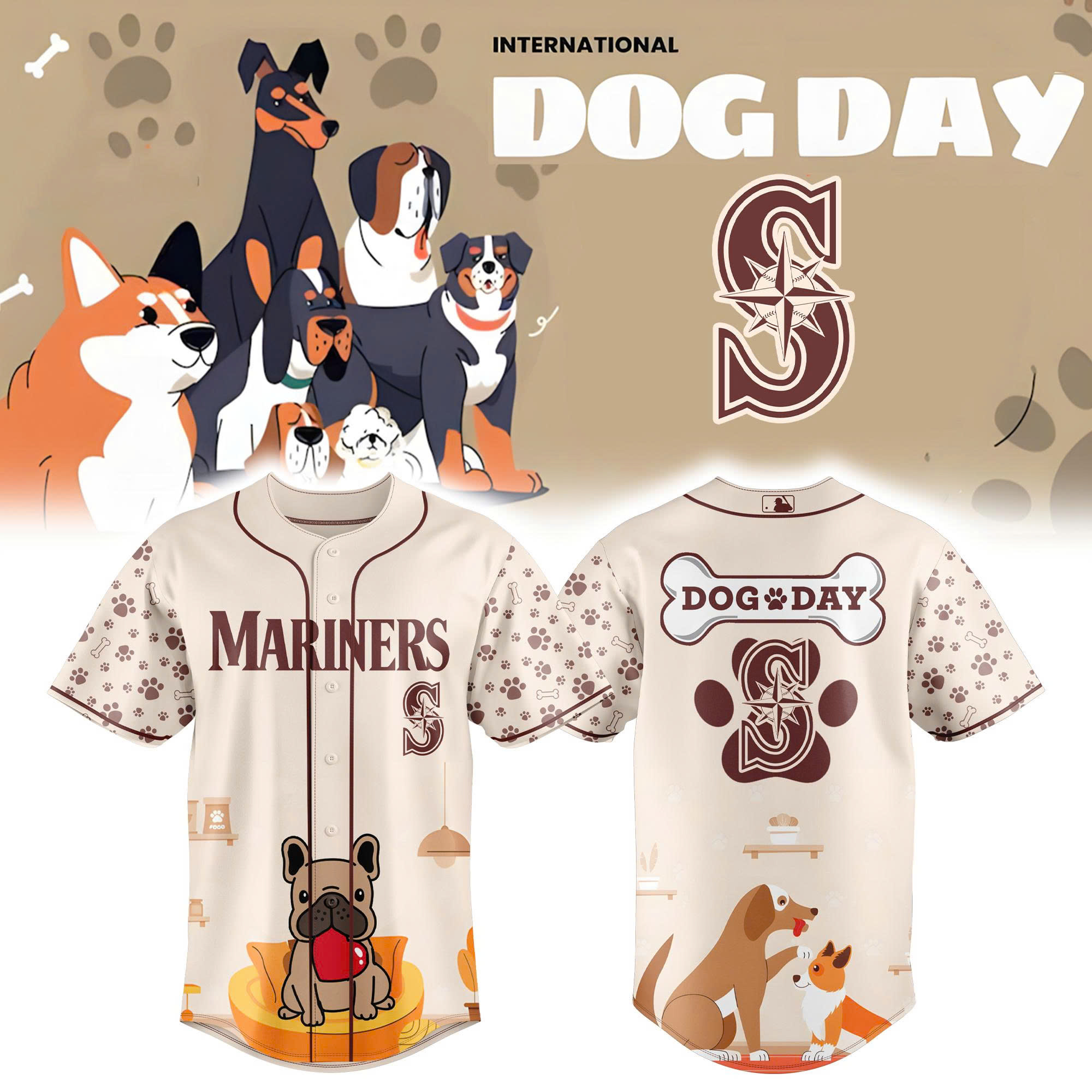 Seattle Mariners x International Dog Day 2025 Limited Baseball Jersey Seattle Mariners x International Dog Day 2025 Limited Baseball Jersey