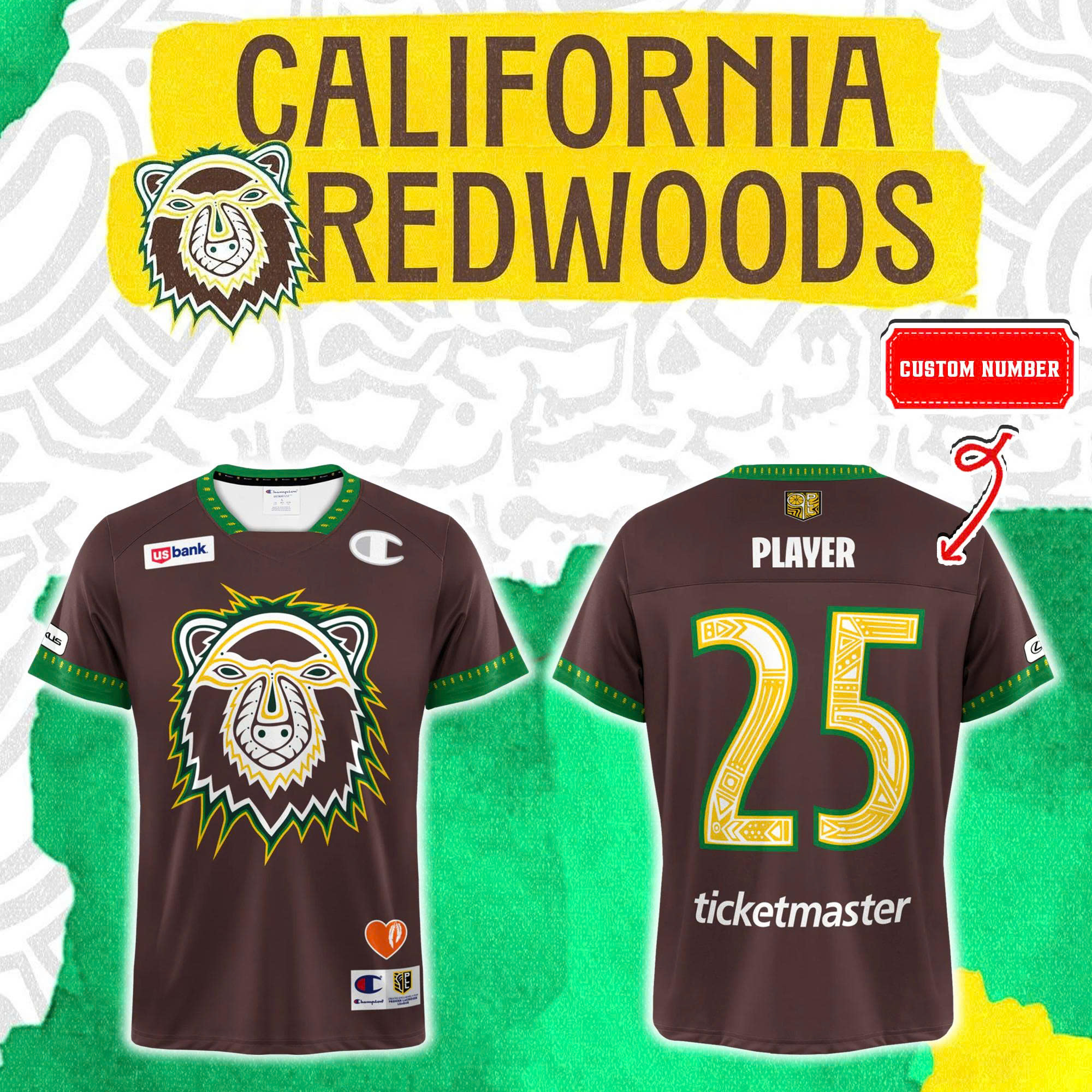 California Redwoods Indigenous Heritage Custom Foootbal Jersey California Redwoods Indigenous Heritage Custom Foootbal Jersey