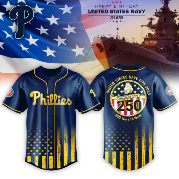 Philadelphia Phillies X U.S. Navy Birthday 250th-3D Baseball Jersey Philadelphia Phillies X U.S. Navy Birthday 250th-3D Baseball Jersey