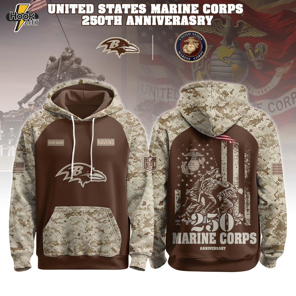 Baltimore Ravens x U.S. Marine Corps 250th Birthday Hoodie Set Baltimore Ravens x U.S. Marine Corps 250th Birthday Hoodie Set