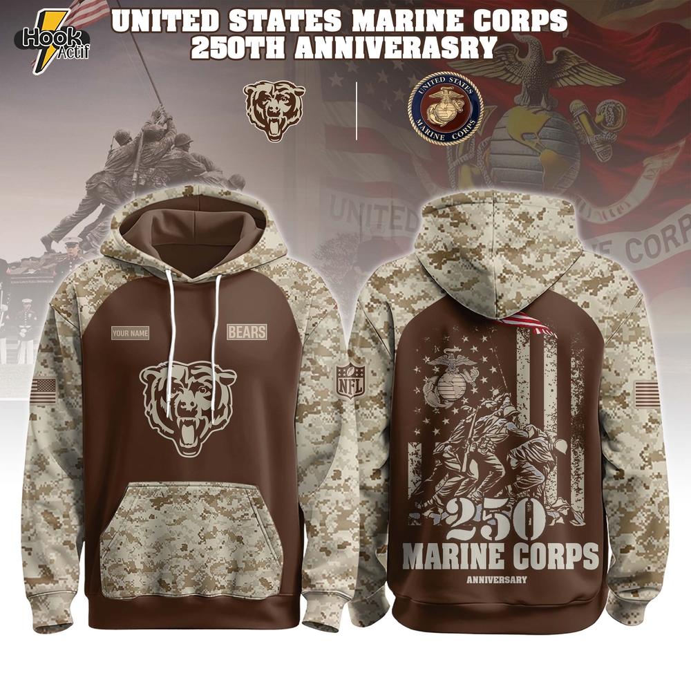 Chicago Bears x U.S. Marine Corps 250th Birthday Hoodie Set Chicago Bears x U.S. Marine Corps 250th Birthday Hoodie Set
