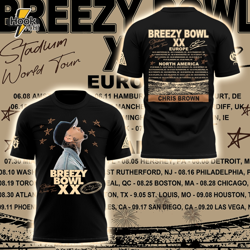 Chris Brown Breezy Bowl XX 2025 Black Tee Chris Brown Breezy Bowl XX 2025 Black Tee