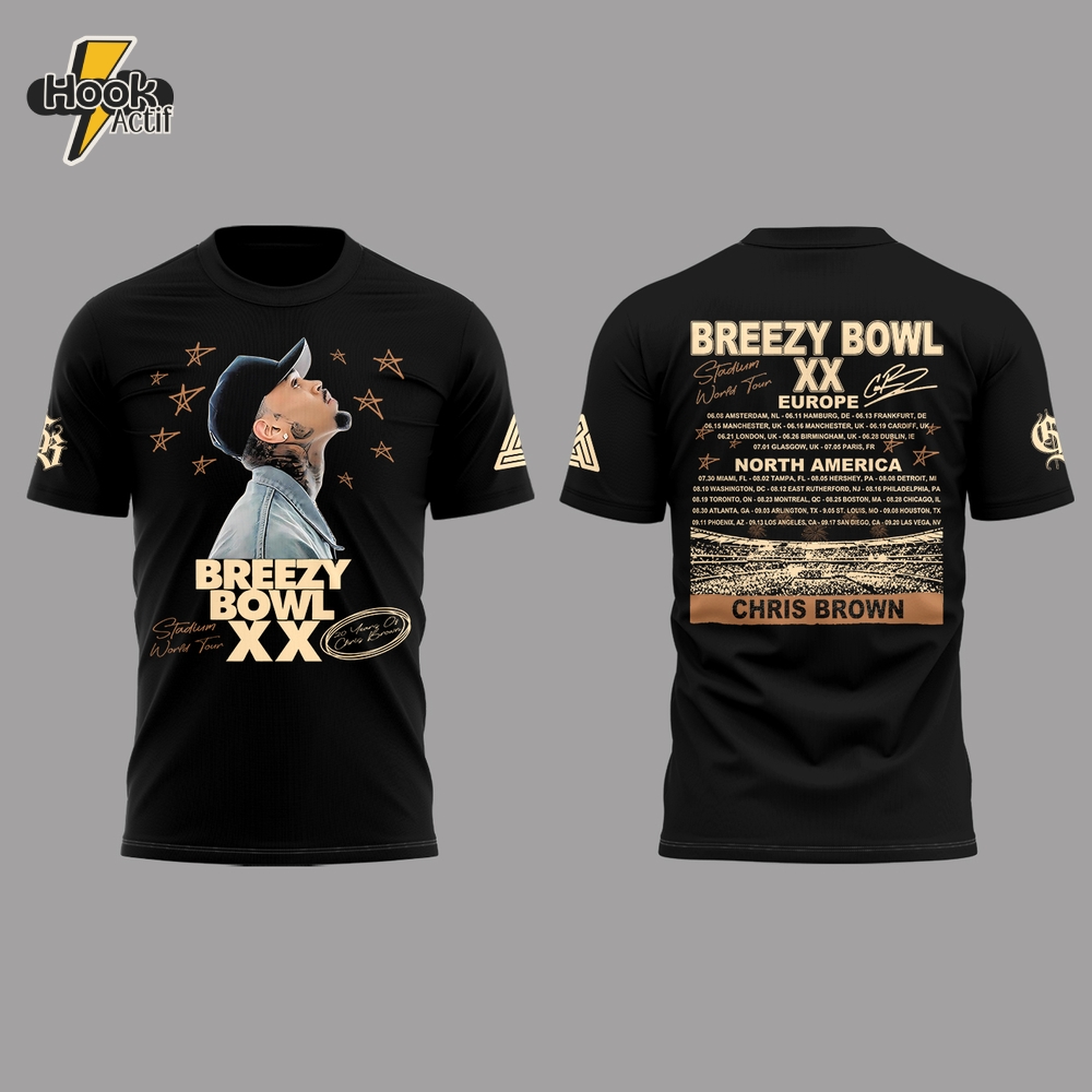 Chris Brown Breezy Bowl XX 2025 Black Tee Chris Brown Breezy Bowl XX 2025 Black Tee