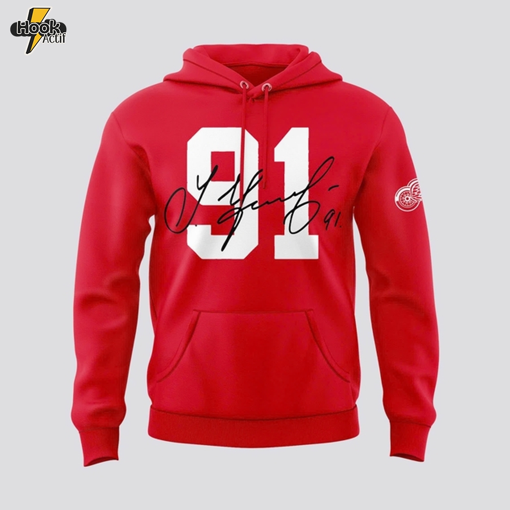 Detroit Red Wings x Sergei Fedorov Signature Red Hoodie Detroit Red Wings x Sergei Fedorov Signature Red Hoodie