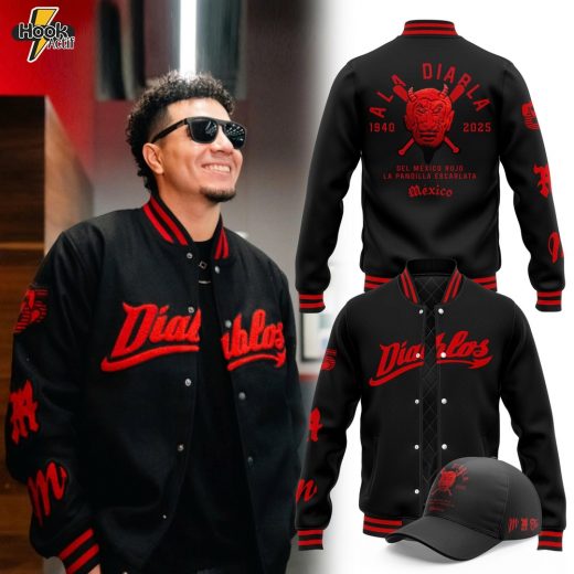 Diablos Rojos del México "Ala Diarla" Special Black Baseball Jacket