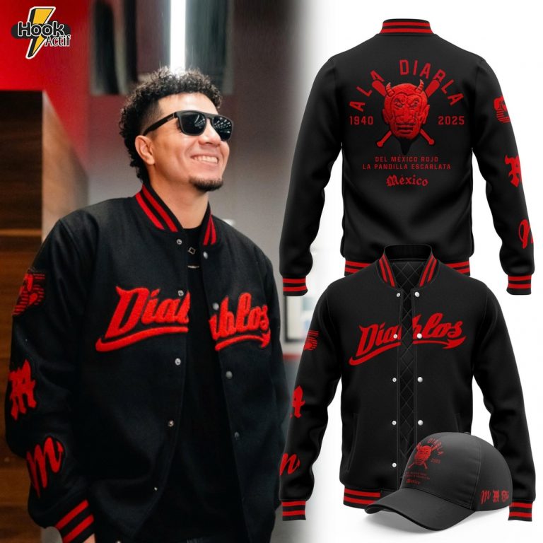 Diablos Rojos del México "Ala Diarla" Special Black Baseball Jacket