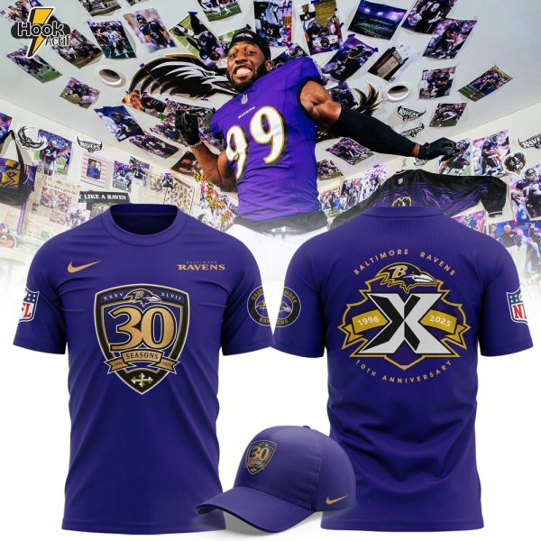 Limited Edition Baltimore Ravens 30 seasons 1996-2025 T-Shirt