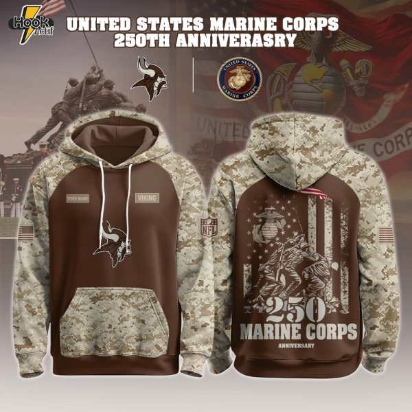 Minnesota Vikings x U.S. Marine Corps 250th Birthday Hoodie Set