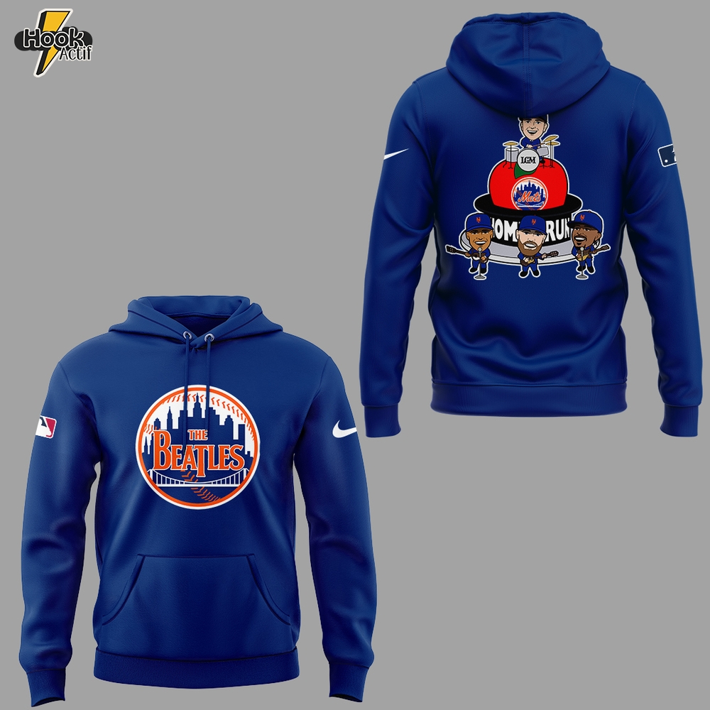 New York Mets x The Beatles Night Blue Hoodie, Cap