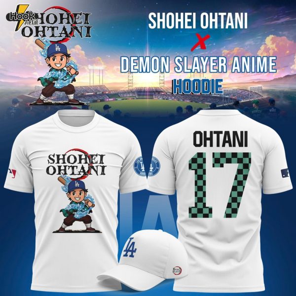 Shohei Ohtani 17 Dodgers x Demon Slayer Anime T-Shirt 2025 White