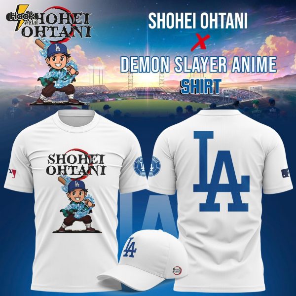 Shohei Ohtani Dodgers x Demon Slayer Anime T-Shirt 2025 White