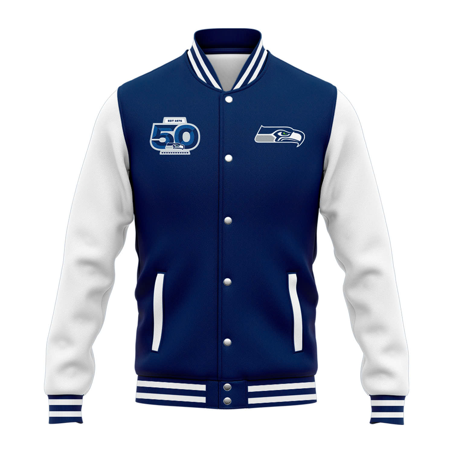 Navy/White Seahawks 50th Season Jacket - Special Edition Navy/White Seahawks 50th Season Jacket - Special Edition