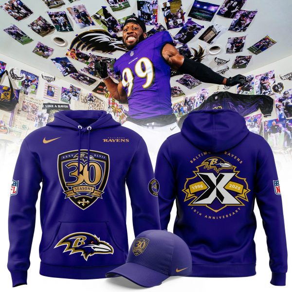 Limited Edition Baltimore Ravens 30 seasons 1996-2025 Hoodie