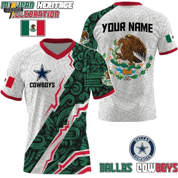 Dallas Cowboys x Mexican Heritage Celebration – Limited Edition Aztec Eagle Design Jersey-V-neck Short Sleeve Jersey