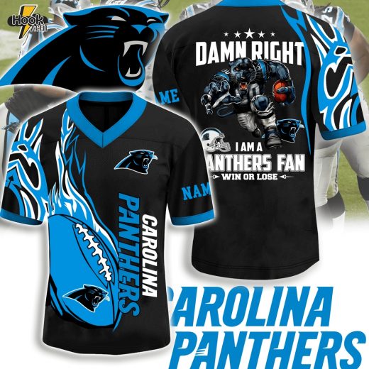Damn Right I’m a Carolina Panthers Fan Jersey – Personalized Game Day Shirt-V-neck Short Sleeve Jersey
