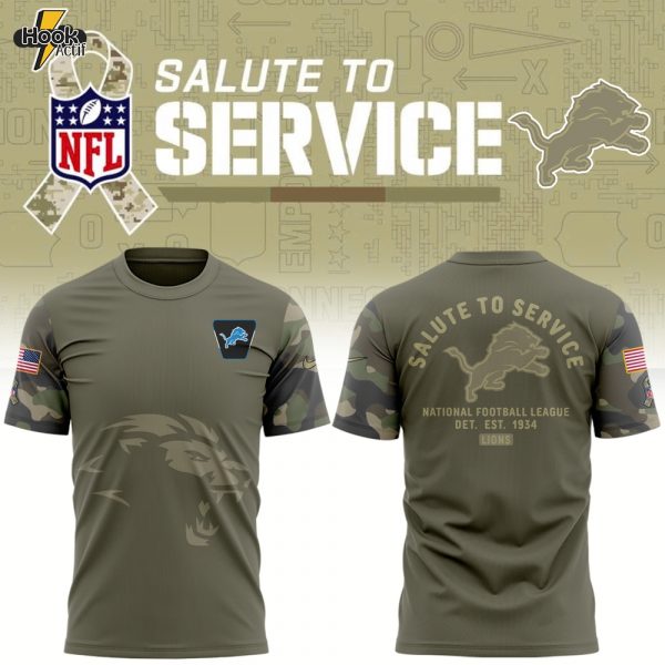 Detroit Lions Nike Olive 2025 Salute to Service Sideline Standard Tshirt
