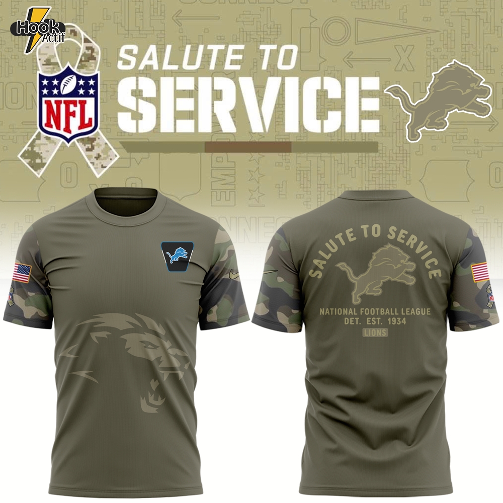 Detroit Lions Nike Olive 2025 Salute to Service Sideline Standard Tshirt Detroit Lions Nike Olive 2025 Salute to Service Sideline Standard Tshirt