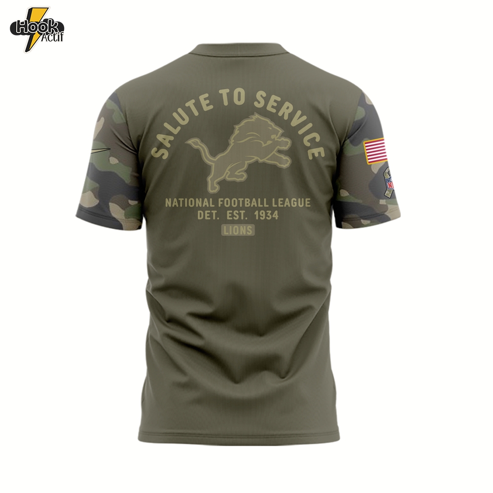 Detroit Lions Nike Olive 2025 Salute to Service Sideline Standard Tshirt Detroit Lions Nike Olive 2025 Salute to Service Sideline Standard Tshirt