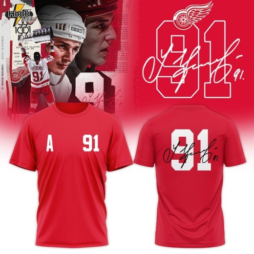 Detroit Red Wings 91 Sergei Fedorov Red T-Shirt