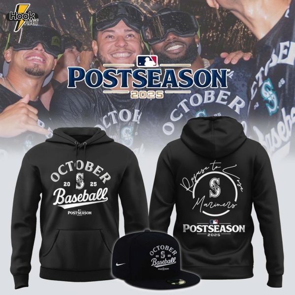 Fanatics Seattle Mariners 2025 Postseason MLB Locker Room Hoodie Black