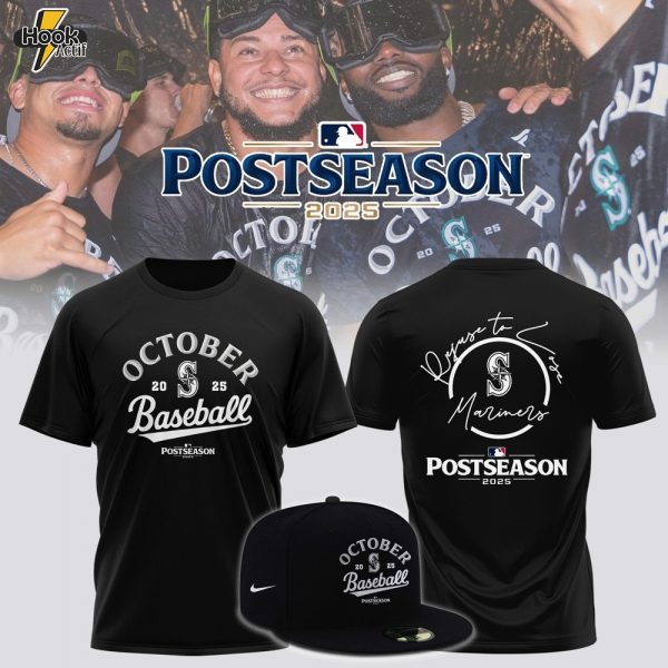 Fanatics Seattle Mariners 2025 Postseason MLB Locker Room T- Black