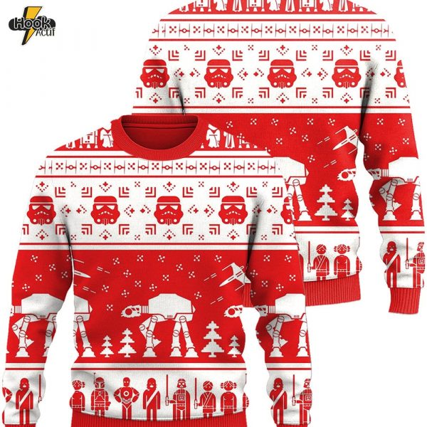 Fun Red Christmas Tribal Space Warrior & Walker Print Christmas Sweatshirt - Unisex