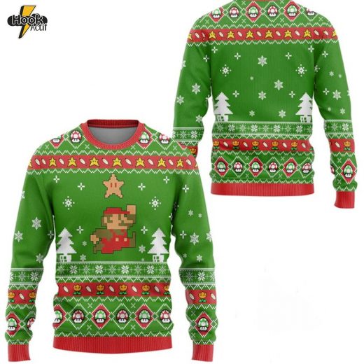 Funny Nintendo Super Mario Ugly Print Sweatshirt - Unisex