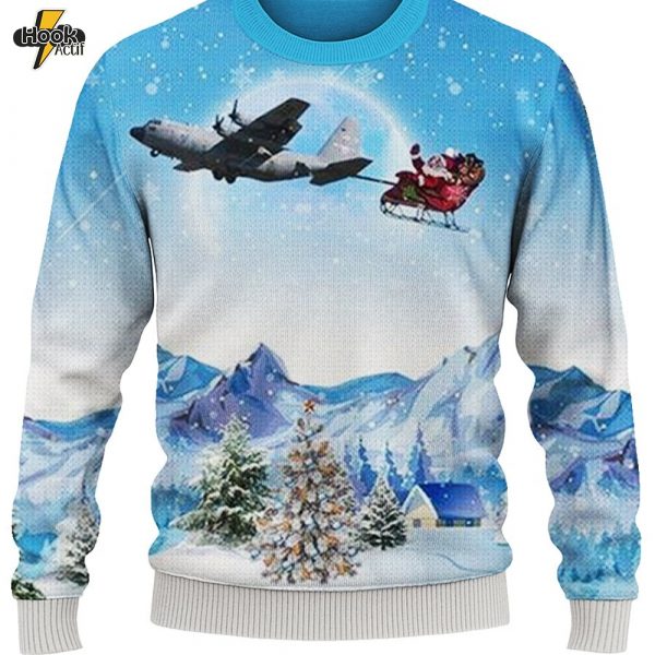 Funny Planet Airplane Ugly Christmas Sweater and Pullover - Unisex