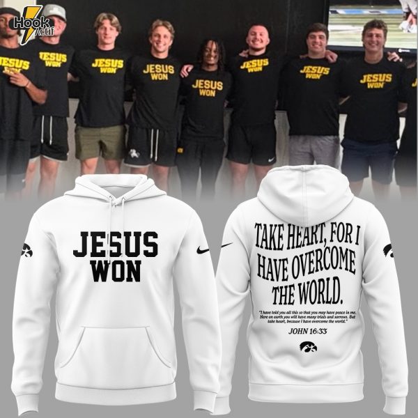Iowa Hawkeyes Football "Jesus Won" White Hoodie Set