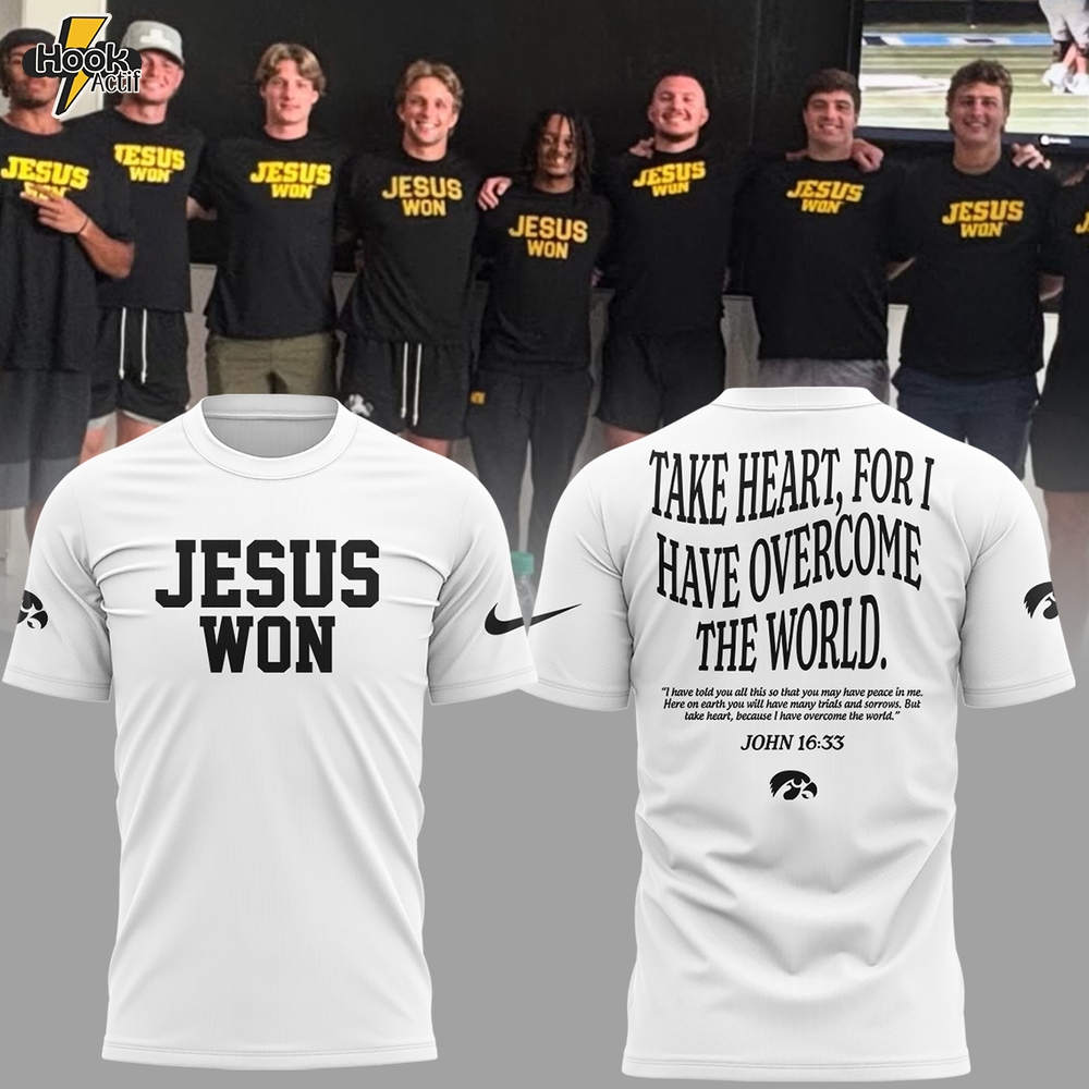 Iowa Hawkeyes Football "Jesus Won" White Shirt Iowa Hawkeyes Football "Jesus Won" White Shirt