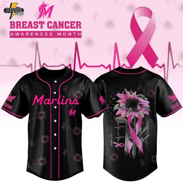 Limited Edition Miami Marlins x Breast Cancer Awareness Month black-3D Baseball Jersey